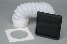 Wall Vent PVC Kit Tumble Dryer External Extractor Black Gravity Grille 4" 100mm