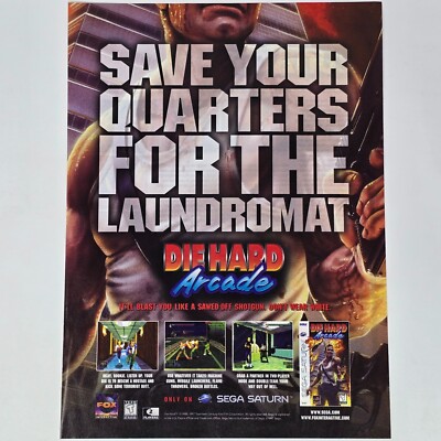Die Hard Arcade Sega Saturn Save Your Quarters Print Ad/Poster Art