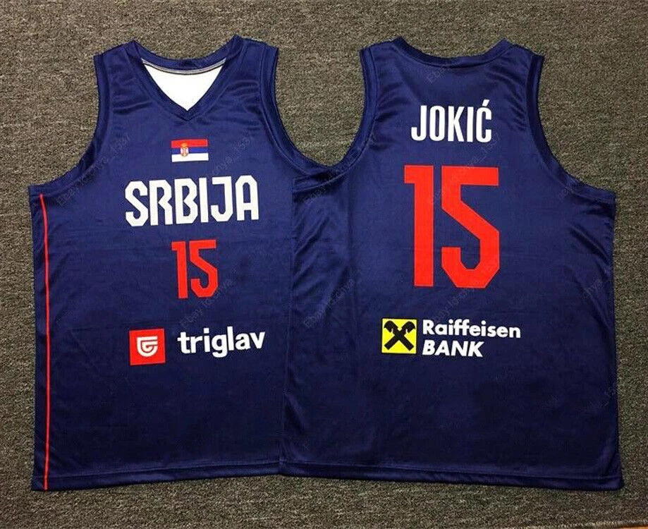 2023 Jokic #15 Team Serbia Type Basketball Jersey Custom Name Sewn