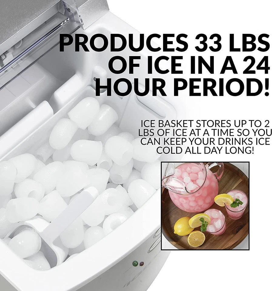 Máquina para hacer hielo de encimera Igloo Premium, máquina portátil, plateada Foto 3 de 4