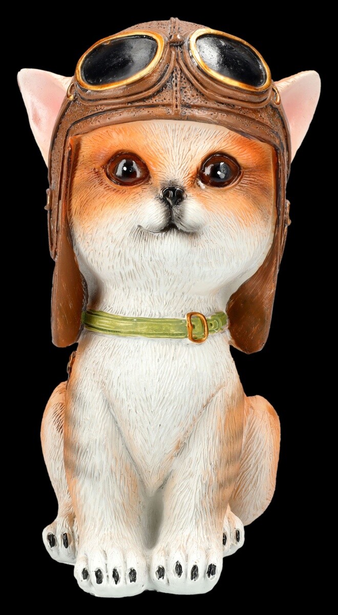Pilot Cat Figure – Red Baron Collector Decorative Figure Statue Flyer Cat 15 Cm