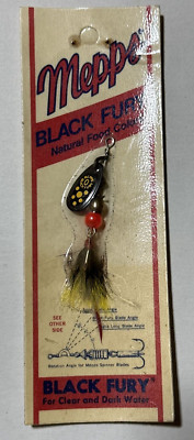 Vintage     Mepps    BLACK FURY # 0   Dressed  Yellow Dot  / Gray Yellow Tail