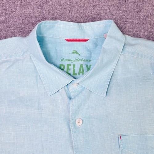 Tommy Bahama Herren XLX Relax Hemd 100% Leinen Mintgrün Langarm Strand - Bild 14 von 19