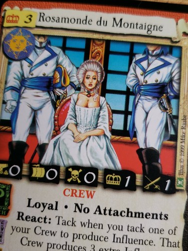 1x Vintage 1999 OOP 7th Sea CCG Rosamonde du Montaigne Collectible Trading Card - Imagen 2 de 5