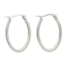 304 Grade Stainless Steel 25x18mm Oval Smooth Hoop Hoops Pierced Earrings