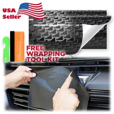 PET Squadron Carbon Fiber Satin Vinyl Wrap For Chevy Bowtie Emblem Overlay Sheet