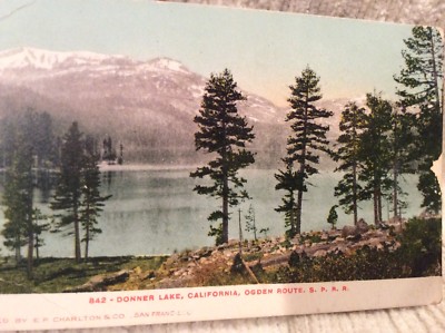RPPC Photo Postcard Colored 842 Donner Lake Pass California Ogden SPRR Tahoe 50