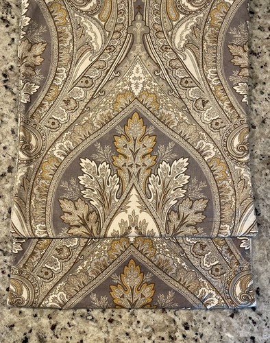 Pottery Barn Anton (?) Paisley Table Runner Grey Yellow Brown White READ