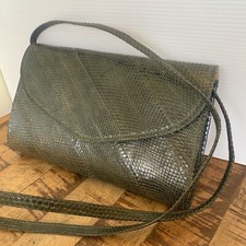 Vintage Authentic Snakeskin Clutch w/Removable Strap Tan Leather Lined w/Pocket