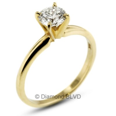 0.50 CT G/VS1/Ex Round AGI Earth Mined Diamond 14KY Classic Solitaire Ring 2.2gr