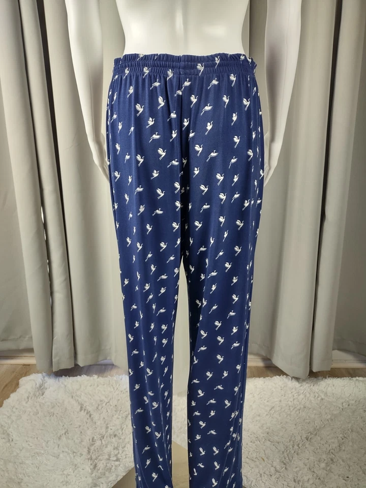 Grace Elements Ladies Women's Navy White Bird Graphic Wide Leg Pants Size Medium - Image 4 of 4
