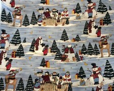 CELEBRATE THE SEASON - SNOWMEN SCENERY BY DEB STRAIN FOR MODA-- 2 1/2 YARDS