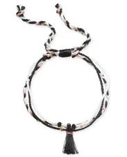 Kitsch Gold-Tone Bead & Tassel String Slider Bracelet