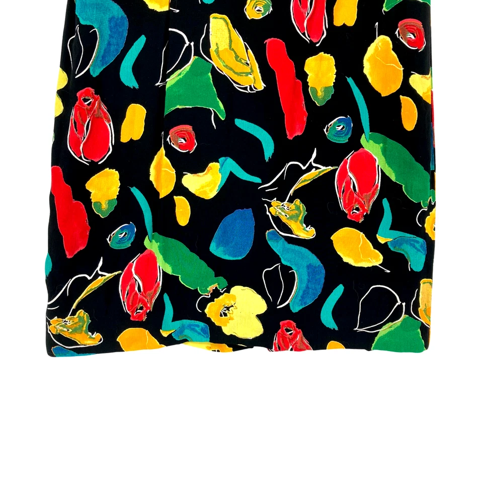 Vestido para mujer John Roberts talla 4 rayón cuello redondo floral cremallera trasera línea A Foto 2 de 4