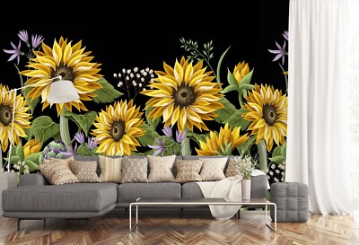 3D Sunflower Garden G4447 Wallpaper Wall Murals Removable Self-adhesive Honey