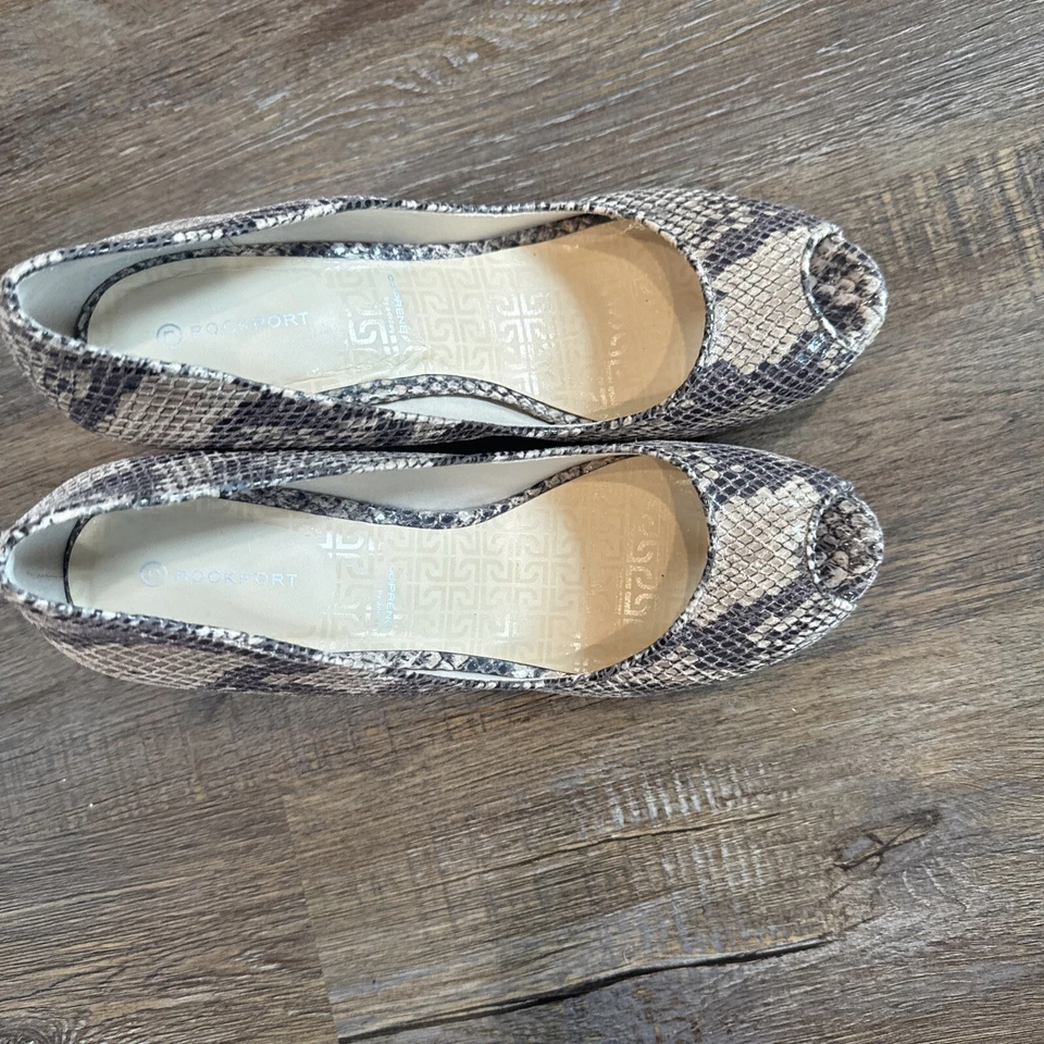 Rockport Total Motion Estampado Serpiente Cuero Puntera Redonda Slip On Tacones 10 Foto 3 de 4