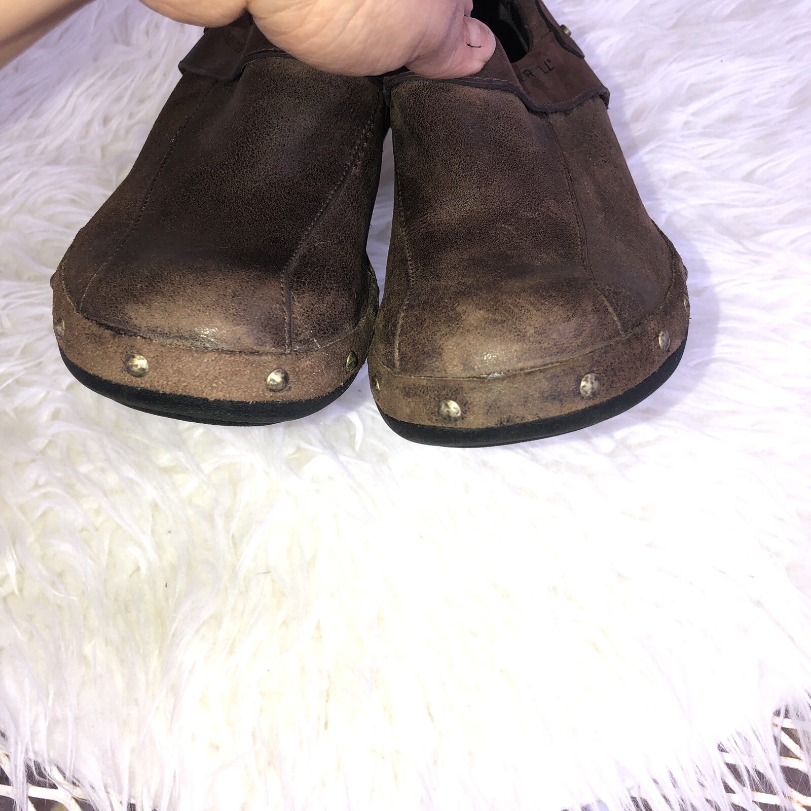 Zoccoli MERRELL donna Luxe Drizzle pelle marrone borchie comodi mules taglia 7