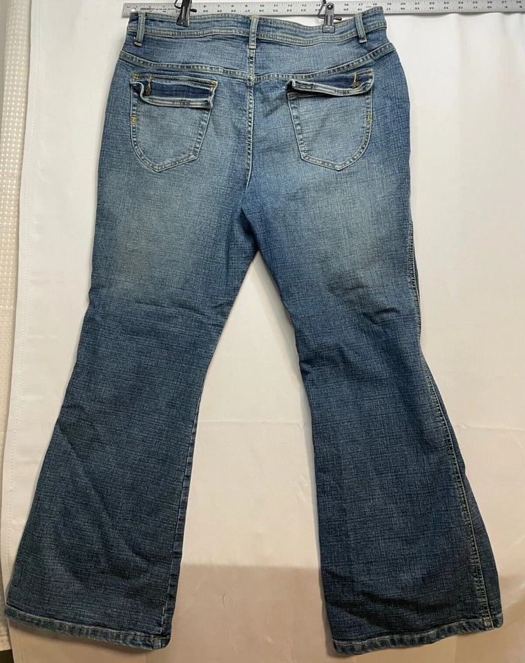 Crest Collection Vaqueros Mujer 17 18 Bootcut Alto Tiro 35 x 32 Bolsillos Solapa Azul Foto 3 de 4