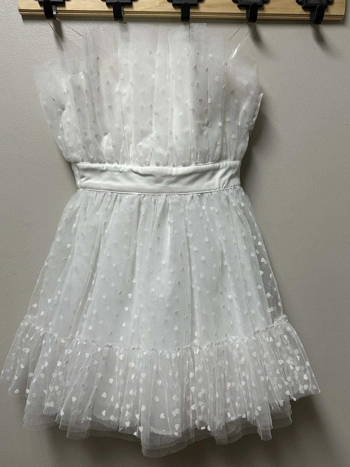 Abito San Valentino o Fidanzamento Mini Tulle Organza Cuore Pois Senza Spalline Piccolo