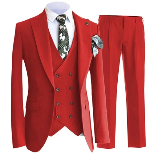 Pants Vest Men Suits Dress 3 Piece Set Male Blazers Wedding Jacket Coat Trousers - Picture 27 of 50