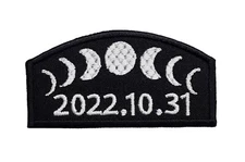 Custom Date Moon Phases Embroidered Applique Iron On / Sew On Patch 3" x 1.5"