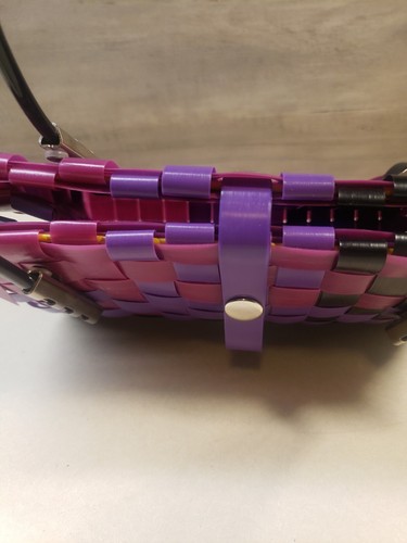 Borsa donna tessuto nero viola rosa shopper chic fatta a mano piccolo cestino plastica - Foto 9 di 12