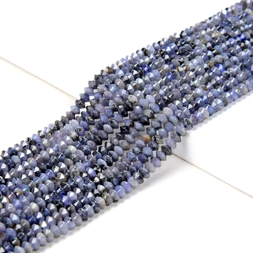 4X3MM Iolite Gemstone A Bicone Faceted Rondelle Saucer 15 inch (80015385-P46) - Picture 1 of 3