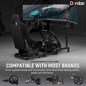 Dardoo Racing Sim Cockpit With Triple Monitor Stand & Black Seat Fit For G923