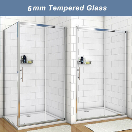 Sliding Shower Door 6/8mm Glass Cubicle Screen Shower Enclosure Side Panel Tray - Picture 2 of 23