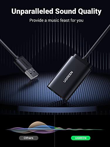 UGREEN USB Sound Card, USB to 3.5mm Headphone Jack Adapter DAC External Sound to - Afbeelding 4 van 7
