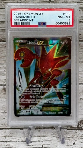 2016 POKEMON XY SCIZOR EX FULL ART BREAKPOINT #119 - PSA 8