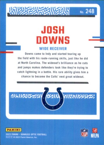 2023 Donruss Optic Blue Josh Downs Indianapolis Colts #248 - Picture 2 of 2
