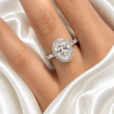 Lab Grown Diamond Engagement Ring 6.45 Ct Oval Cut IGI Certified 18K White Gold - Image 1 of 4