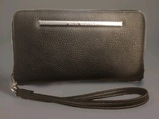 Steve Madden Black Zip-Around Wristlet Wallet w/ Wrist Strap Credit Card