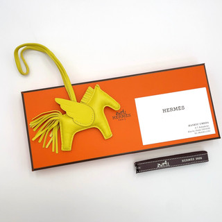 Auth Hermes Rodeo Pegase PM Charm Leather Yellow B stamp W/Box BA070085