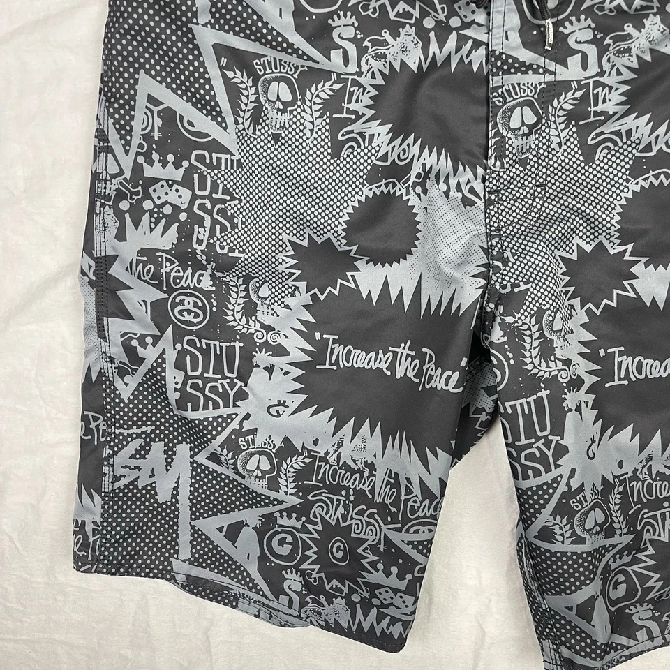Pantalones Cortos de Tabla Stussy Para Hombres 36 Negros Playa Surf Natación Estampado Completo Stüssy Foto 4 de 4
