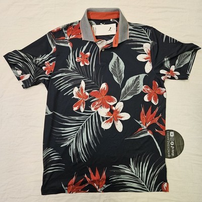Puma Mattr Luau Polo Navy Floral Golf Shirt Men s Size Large