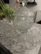Bowle Set Bleikristall mit 10 Gläsern Top Zustand