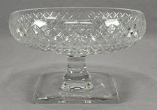 Signed Hawkes Donisel Pattern Clear Cut Crystal 3 1/8 Inch Tall Compote