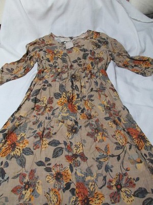NWT Womens Emery Rose Tiered Boho Dress 3/4 Sleeve XL Floral Fall Colors