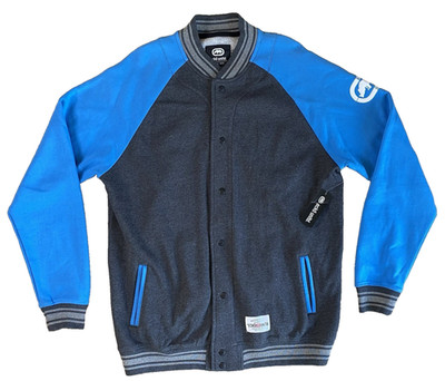 Ecko Unltd XL X-Large Button-Up Sweatshirt Jacket Rhino Logo Men Blue Gray
