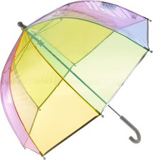 totes Kids Clear Bubble Umbrella Rainbow Pastel with Easy Grip Handle NWT