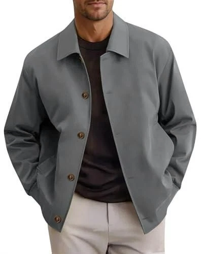 Runcati Mens Lightweight Jackets Button Down Casual Windbreaker Vintage Fall Bom