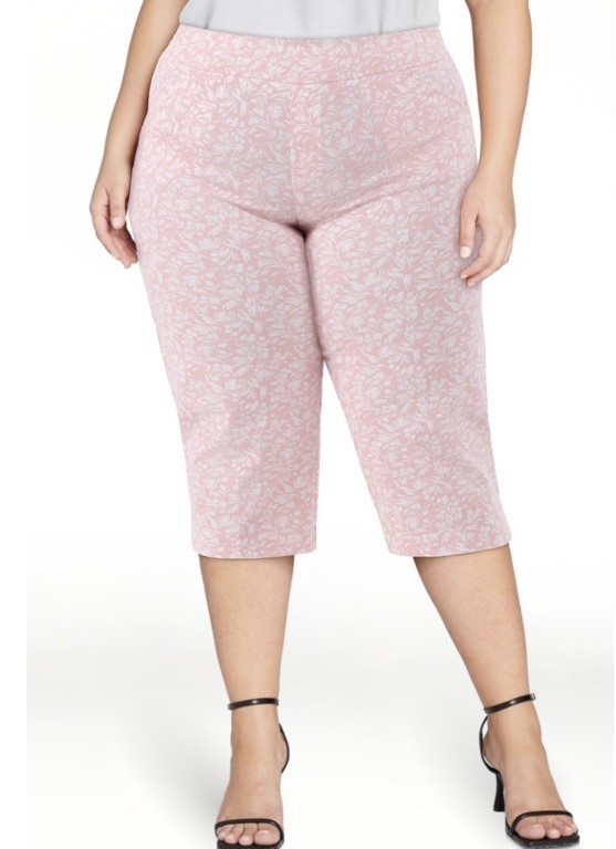 Just My Size Women’s Plus Pink Floral Millennium Capris 2X NWT