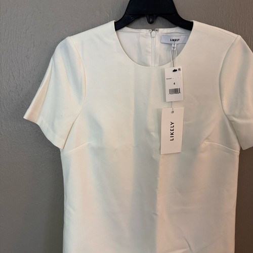 NWT LIKELY Marullo Dress in White Size 4 casual comfort short sleeve cocktail - Picture 3 of 9