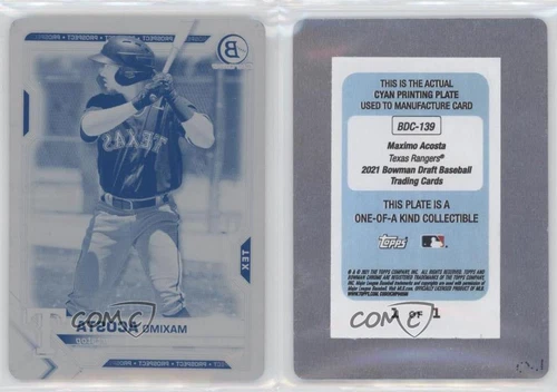 2021 Bowman Draft Chrome Printing Plate Cyan 1/1 Maximo Acosta #BDC-139 8bc - Picture 3 of 3