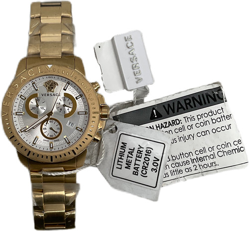 Versace VE2E00521 Men's 45mm Gold Quartz Wristwatch 