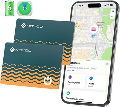 NOVOO Air Tag Karte Wallet Tracker 2 Stück Slim 1,6mm Finder Apple Gepäck Pass