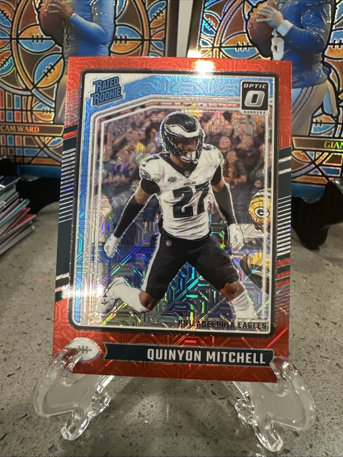 2024 Donruss Optic Quinyon Mitchell Red Mojo Rated Rookie #282 Eagles
