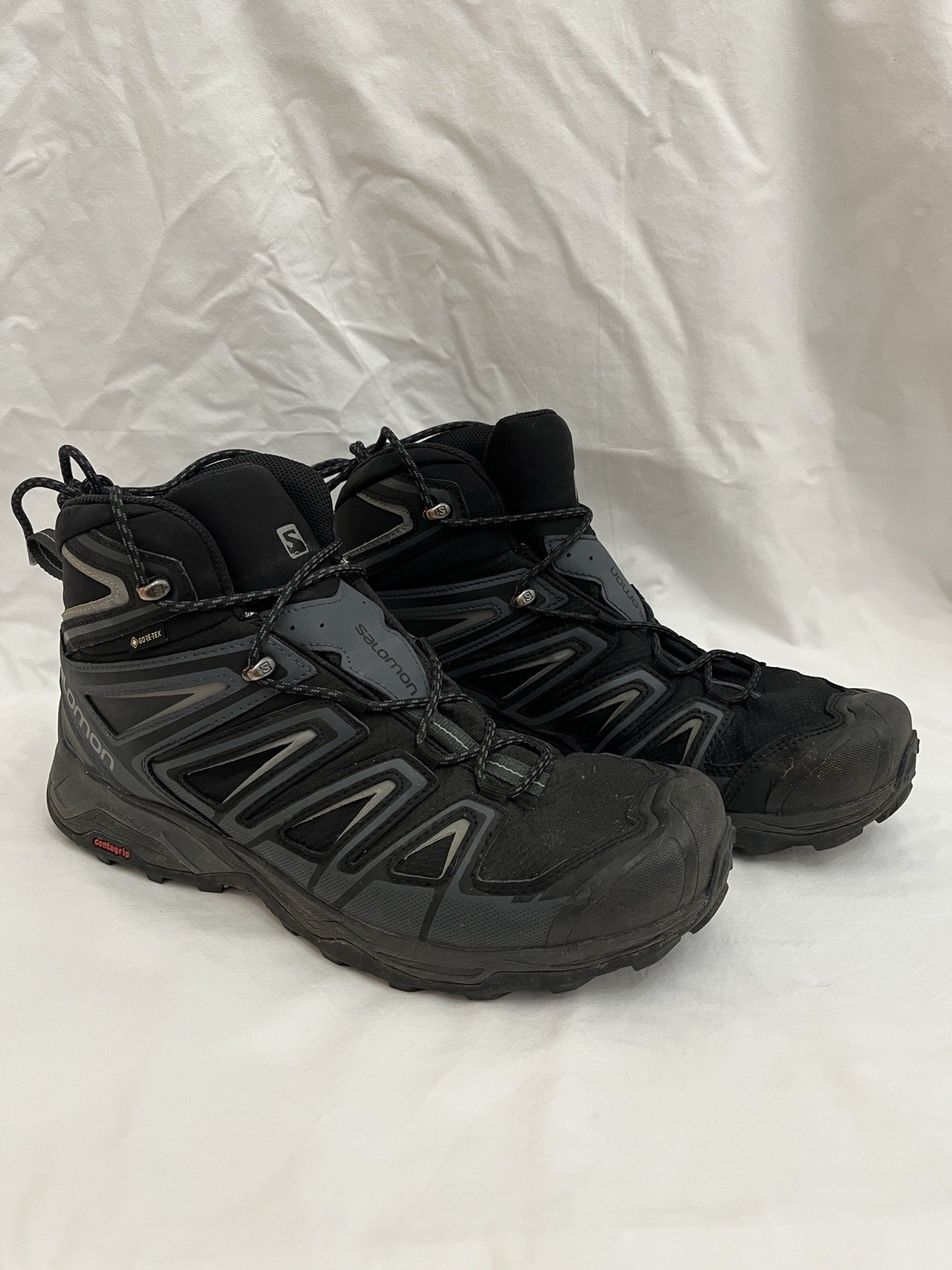 Salomon Hiking Boots Mens 12 X Ultra Black GoreTex High Tops GTX Contagrip-image